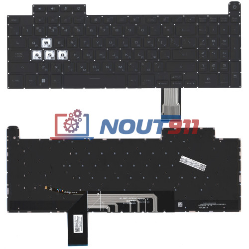 Клавиатура для ноутбука Asus Gaming F15 FA507 черная с подсветкой