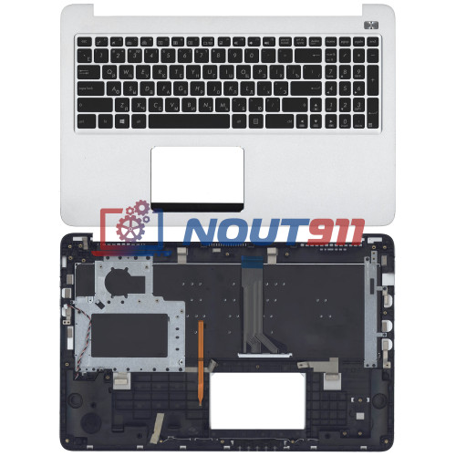 Клавиатура для ноутбука Asus K501L, K501LB, K501LX, K501U черная топ-панель серебристая