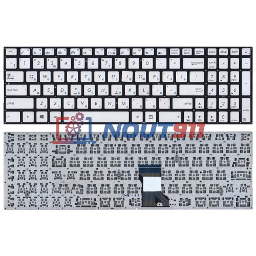 Клавиатура для ноутбука Asus N541, Q501 серебристая с подсветкой