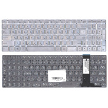 Клавиатура для ноутбука Asus N550 серебристая без подсветки