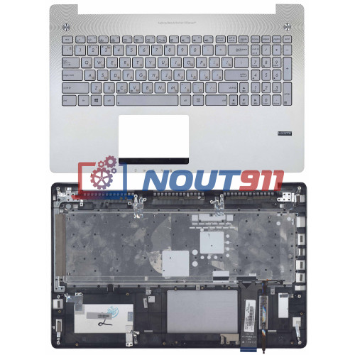 Клавиатура для ноутбука ASUS N550 серебристая топ-панель
