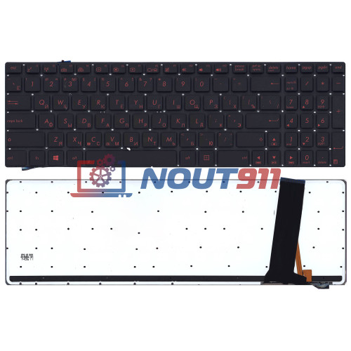 Клавиатура для ноутбука Asus N56 N56V черная с красной подсветкой