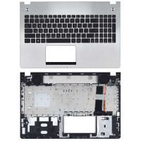 Клавиатура для ноутбука Asus N56 топ-панель черно-серебристая с подсветкой