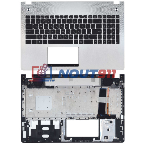 Клавиатура для ноутбука Asus N56 топ-панель черно-серебристая с подсветкой