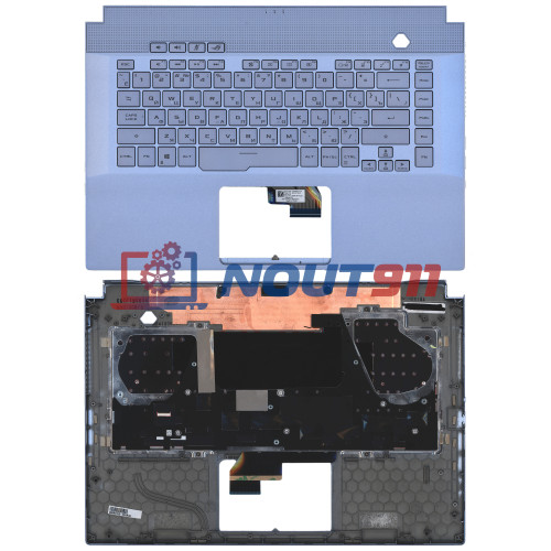 Клавиатура для ноутбука Asus ROG GU502 серебристая c подсветкой маленький энтер