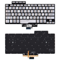 Клавиатура для ноутбука Asus ROG Zephyrus G14 GA401 серебристая c подсветкой маленький энтер