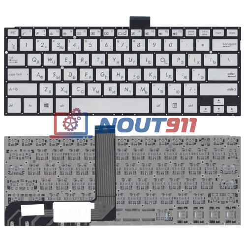 Клавиатура для ноутбука Asus TP300, TP300L серебристая без рамки