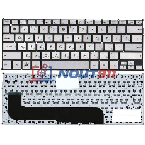Клавиатура для ноутбука Asus UX21E, (Г-образный Enter) серебристая