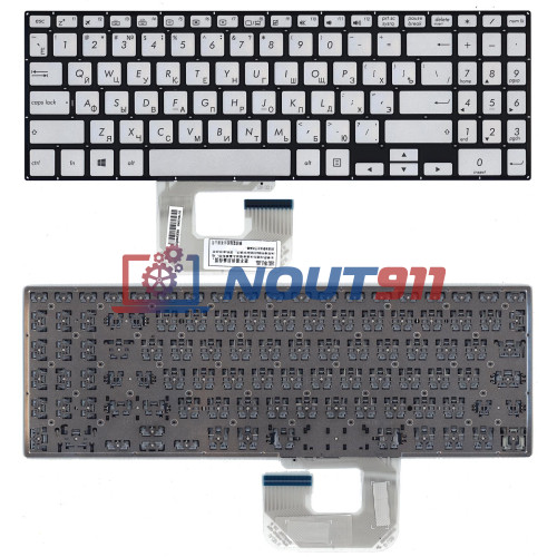 Клавиатура для ноутбука Asus  UX561UA Q505UA серебристая без рамки, с подсветкой