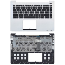 Клавиатура для ноутбука Asus VivoBook S400CA S451 S401 черная топ-панель серебристая