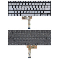 Клавиатура для ноутбука Asus Vivobook S432FA серебристая с подсветкой