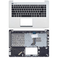 Клавиатура для ноутбука Asus VivoBook S451LB черная топ-панель серебристая