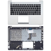 Клавиатура для ноутбука Asus VivoBook S451LB черная топ-панель серебристая