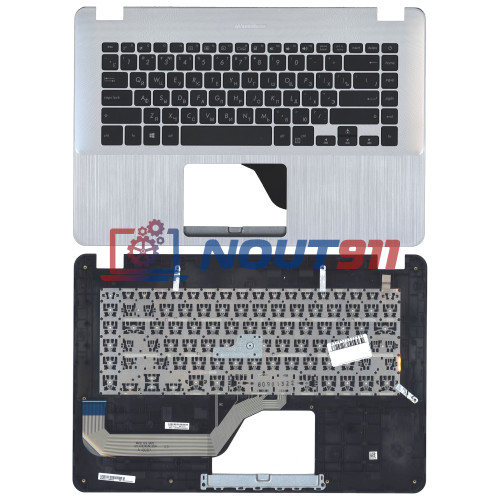 Клавиатура для ноутбука Asus X505 топкейс серебро