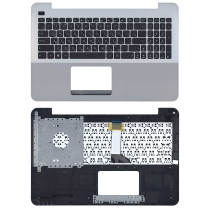 Клавиатура для ноутбука Asus X555 топ-панель черно-серебристая