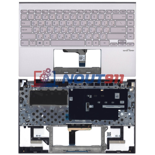 Клавиатура для ноутбука Asus ZenBook 14 UX425J UX425JA топкейс серебристый