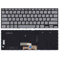 Клавиатура для ноутбука Asus Zenbook Flip 14 UX462DA серебристая с подсветкой