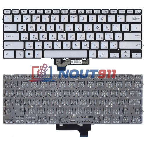 Клавиатура для ноутбука Asus Zenbook UM431DA серебристая