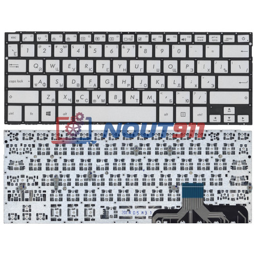 Клавиатура для ноутбука Asus ZenBook UX301 серебристая без рамки с подсветкой
