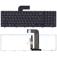 Клавиатура для ноутбука Dell Inspiron 17R N7110 черная с черной рамкой с подсветкой