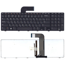 Клавиатура для ноутбука Dell Inspiron 17R N7110 черная с черной рамкой с подсветкой