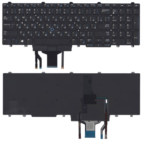 Клавиатура для ноутбука Dell Latitude E5550 E5570 черная без рамки с подсветкой (гор. Enter)