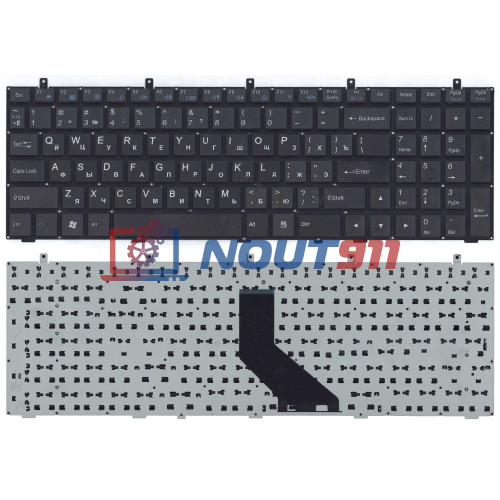 Клавиатура для ноутбука DNS 0170720 Clevo W350 w370 черная (плоский ENTER)