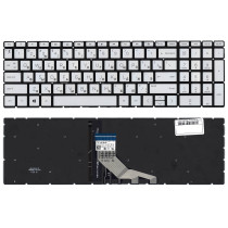 Клавиатура для ноутбука HP 15-dw серебристая с подсветкой