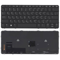 Клавиатура для ноутбука HP EliteBook 720 G1 820 G1 черная с черной рамкой, указателем и подсветкой