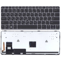 Клавиатура для ноутбука HP EliteBook 720 G1 G2 725 G2 черная с серебристой рамкой с подсветкой
