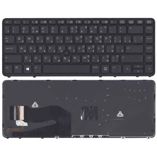 Клавиатура для ноутбука HP EliteBook 840 G1 G2 черная c рамкой с указателем и подсветкой