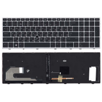Клавиатура для ноутбука HP EliteBook 850 G5 755 G3 черная с серой рамкой и подсветкой