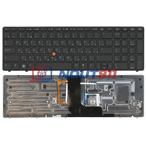 Клавиатура для ноутбука HP EliteBook 8560W темно-серая с подсветкой