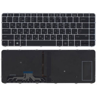 Клавиатура для ноутбука HP EliteBook Folio 1000 1040 G3 черная с сереристой рамкой и подсветкой