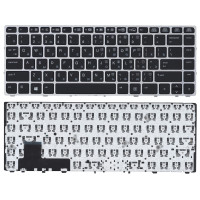 Клавиатура для ноутбука HP EliteBook Folio 9470m черная с серебристой рамкой