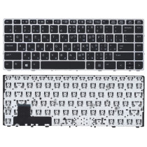Клавиатура для ноутбука HP EliteBook Folio 9470m черная с серебристой рамкой