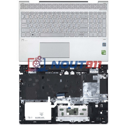 Клавиатура для ноутбука HP Envy 15-cn 15-cp топкейс серебристый