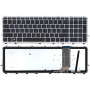 Клавиатура для ноутбука HP ENVY 15-j000 черная с серебристой рамкой и подсветкой