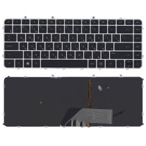 Клавиатура для ноутбука HP Envy 4-1000 Envy 6-1000 черная с серебристой рамкой и подсветкой