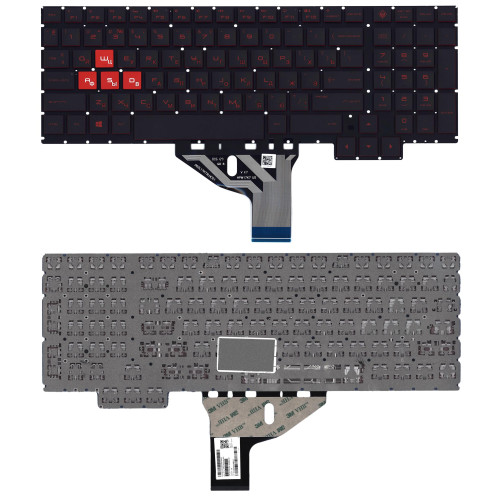 Клавиатура для ноутбука HP Omen 15-CE черная с красной подсветкой