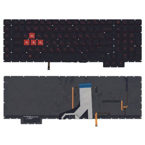 Клавиатура для ноутбука HP Omen 17-AN000 черная с красной подсветкой