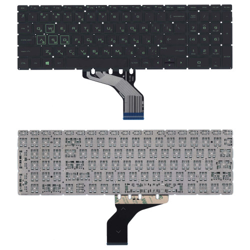 Клавиатура для ноутбука HP Pavilion Gaming 15-CX черная с зеленой подсветкой