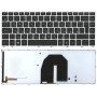 Клавиатура для ноутбука HP Probook 5330 черная рамка серебристая с подсветкой