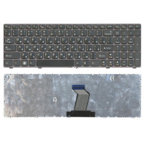 Клавиатура для ноутбука IBM Lenovo IdeaPad B570 B580 V570 Z570 Z575 B590 черная с бронзовой рамкой