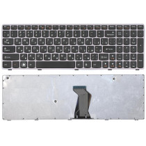Клавиатура для ноутбука IBM Lenovo IdeaPad B570 B580 V570 Z570 Z575 B590 черная с серой рамкой