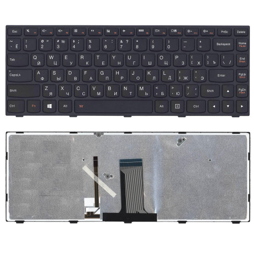 Клавиатура для ноутбука Lenovo Flex 14 G40-30 G40-70 черная с черной рамкой с подсветкой