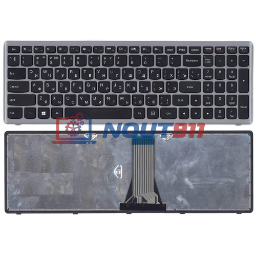 Клавиатура для ноутбука Lenovo Flex 15 черная с серой рамкой