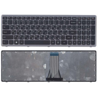 Клавиатура для ноутбука Lenovo G505s Z510 S510 черная c серебристой рамкой