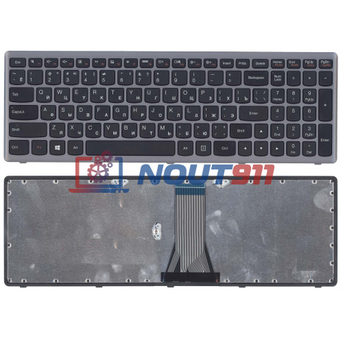 Клавиатура для ноутбука Lenovo G505s Z510 S510 черная c серебристой рамкой
