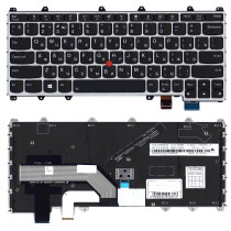 Клавиатура для ноутбука Lenovo IBM ThinkPad Yoga 260, Yoga 370 черная с серебристой рамкой